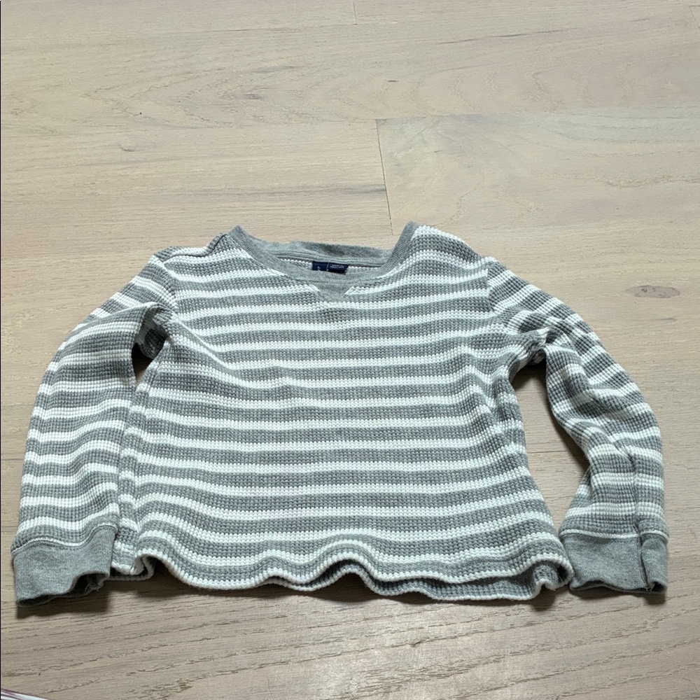 Janie and Jack Gray Striped Long Sleeve Tee